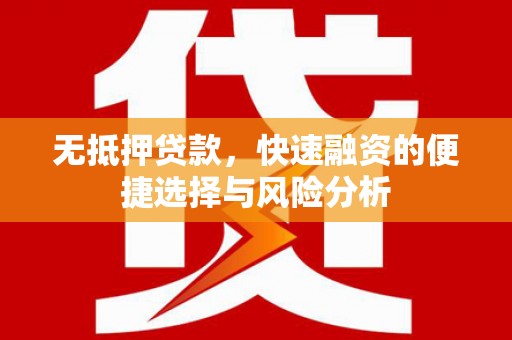 伸港无抵押贷款，快速融资的便捷选择与风险分析