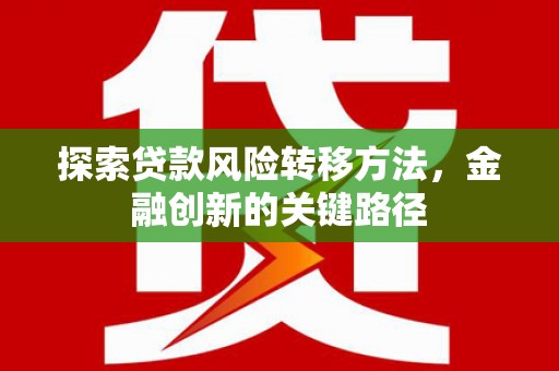新郑探索贷款风险转移方法，金融创新的关键路径